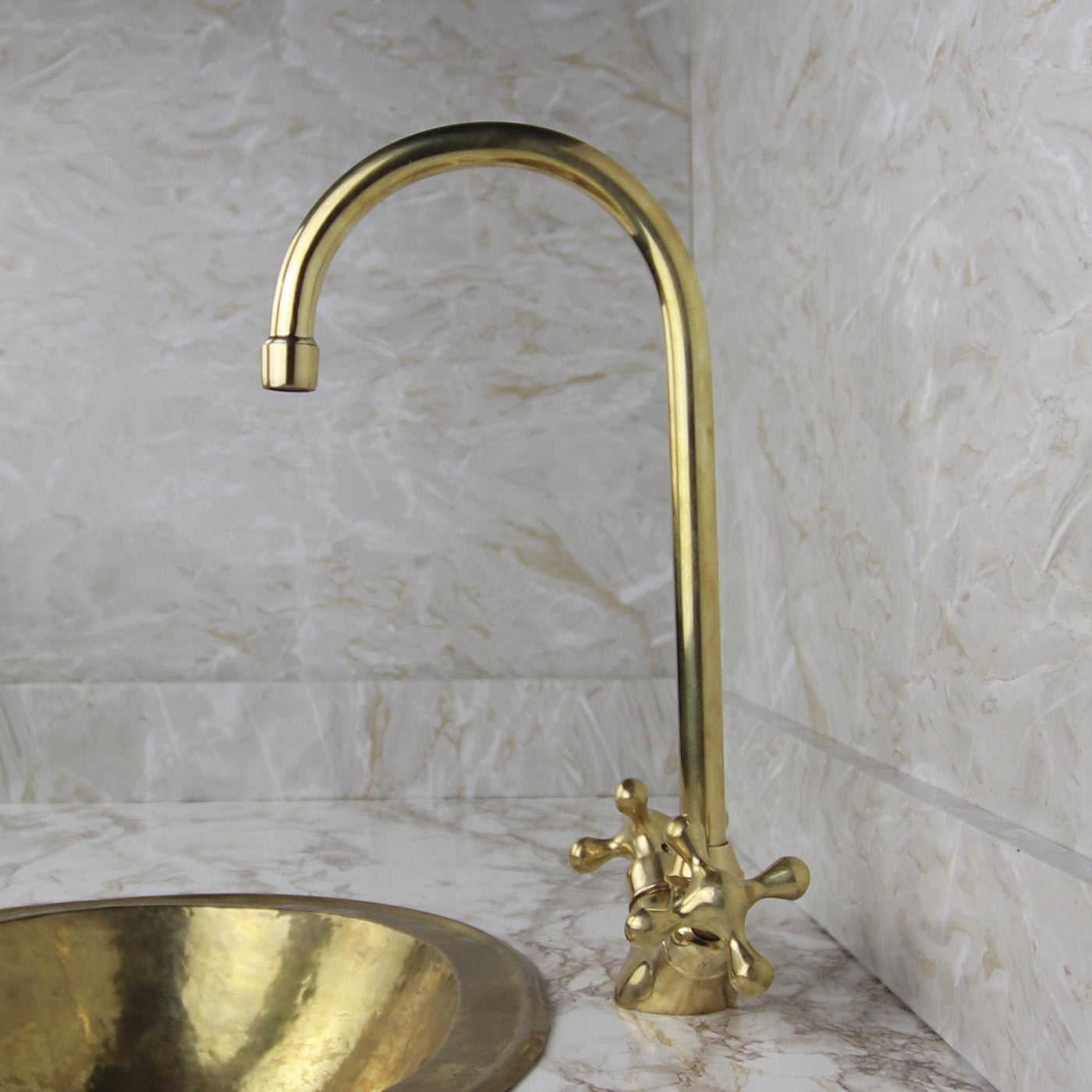 Brass Bathroom Faucet with Two Handles Handcraft