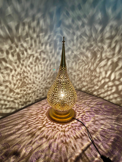 Handmade Moroccan Brass Floor Lamp | Vintage Style Table Lamp | Gold/Silver Accent Lighting  Handcraft