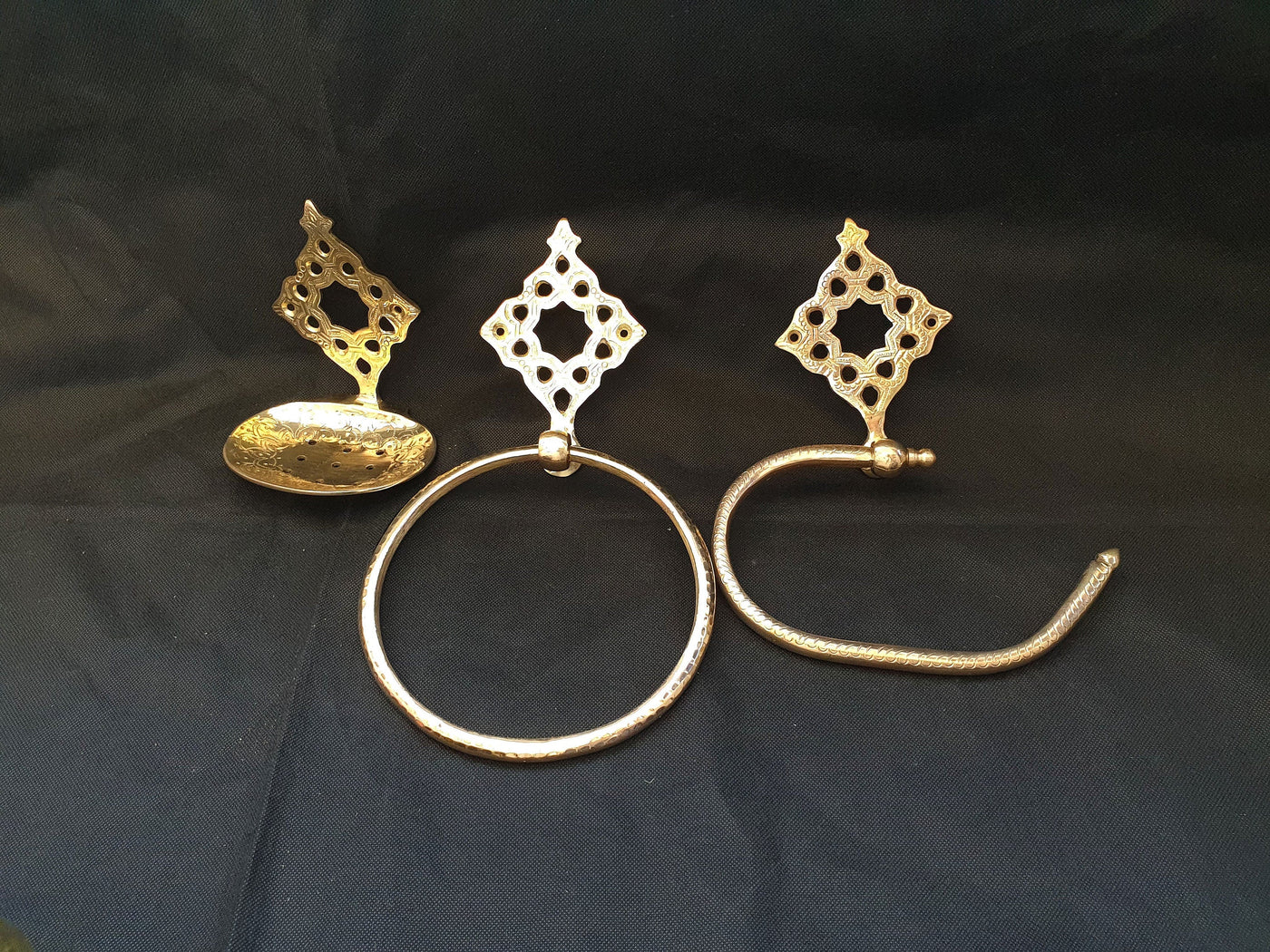 Set of 3 Brass Bathroom Accessories  Handcraft