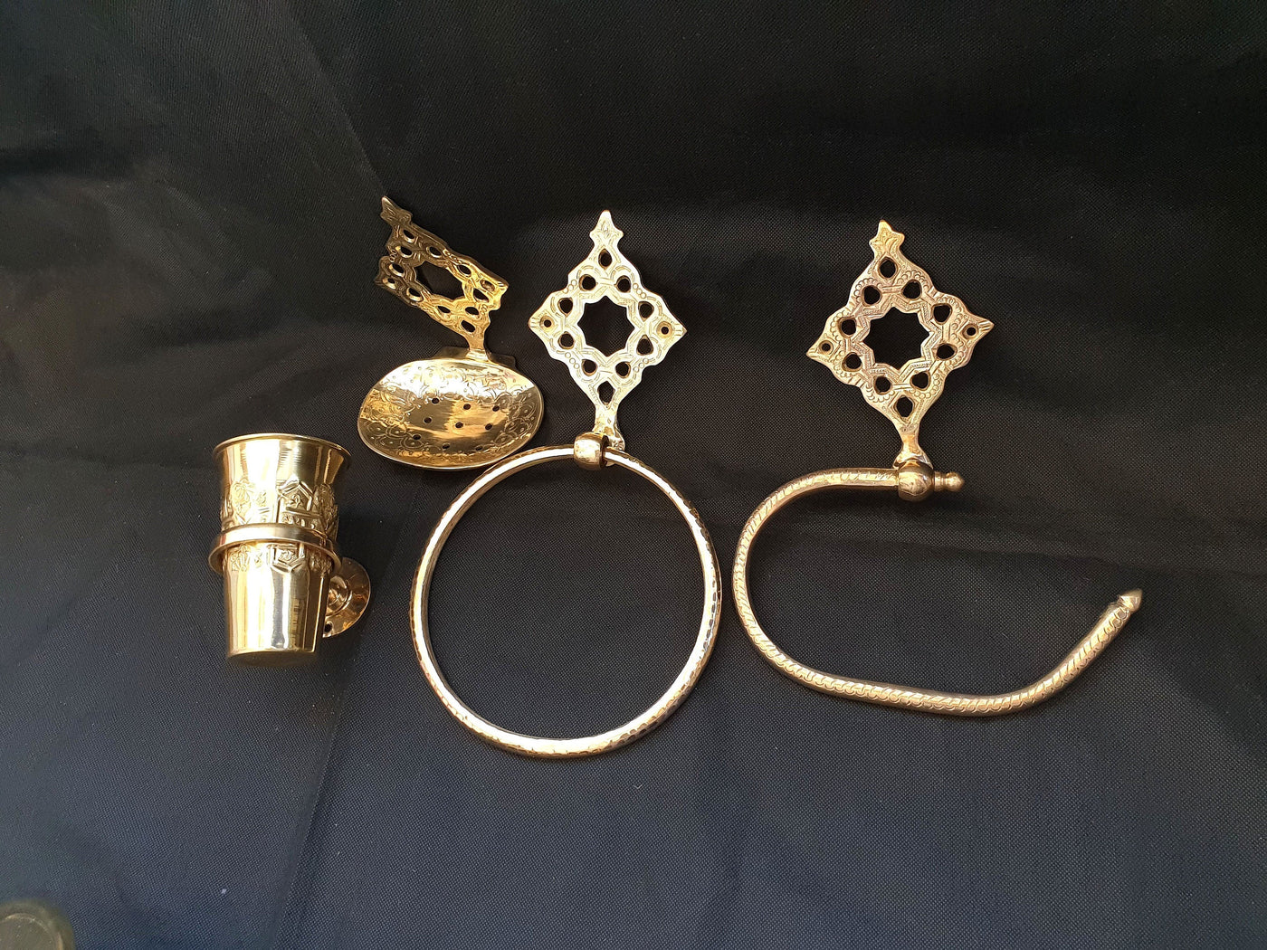 Set of 4 Brass Bathroom Accessories  Handcraft