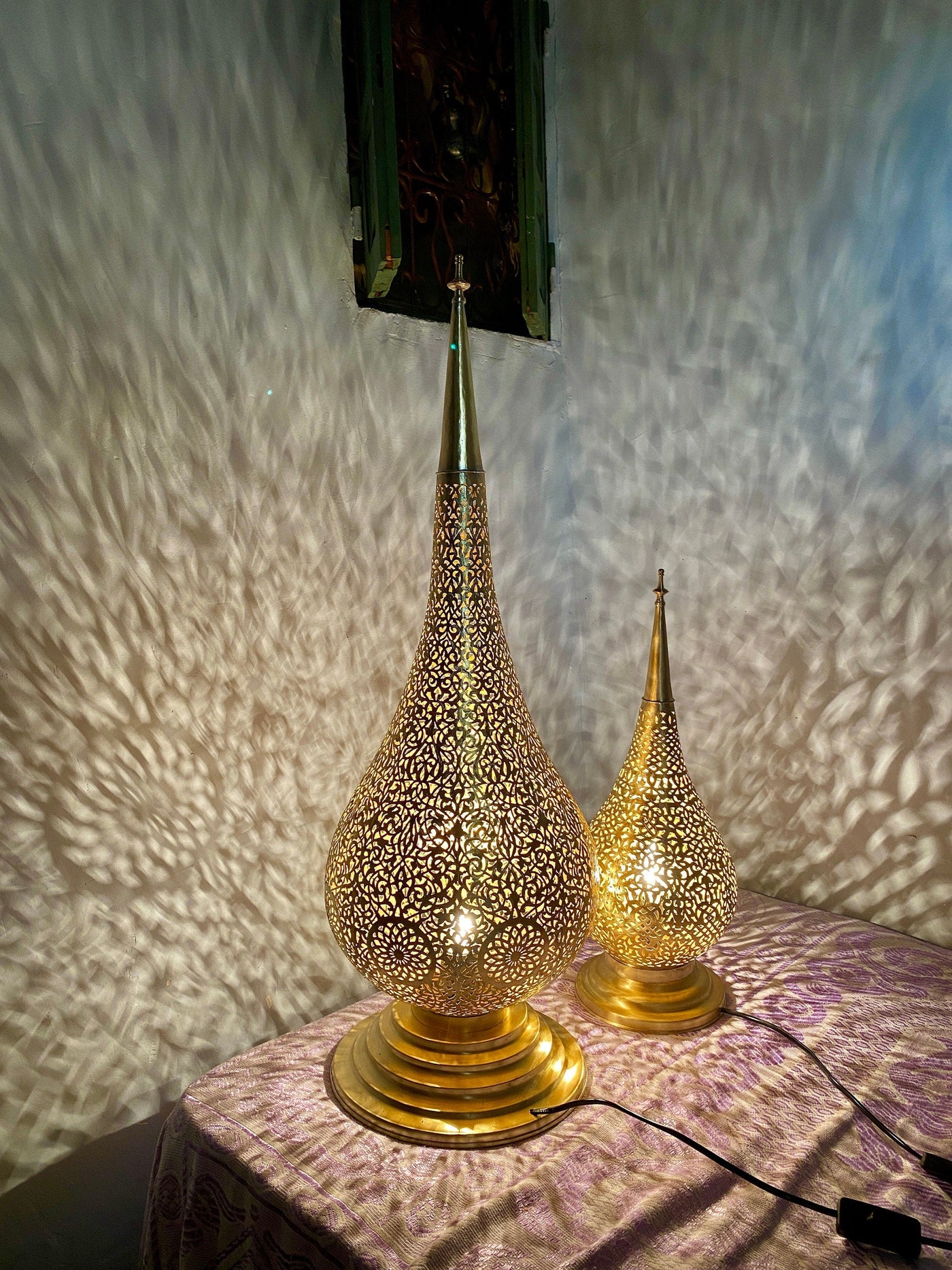 Handmade Moroccan Brass Floor Lamp | Vintage Style Table Lamp | Gold/Silver Accent Lighting  Handcraft