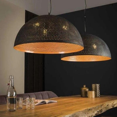 Black Hammered Brass Moroccan Pendant Light  Handcraft