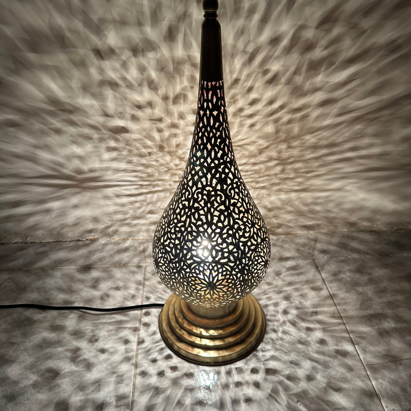 Moroccan Brass Table Lamp | Handmade Moroccan Night Light  Handcraft