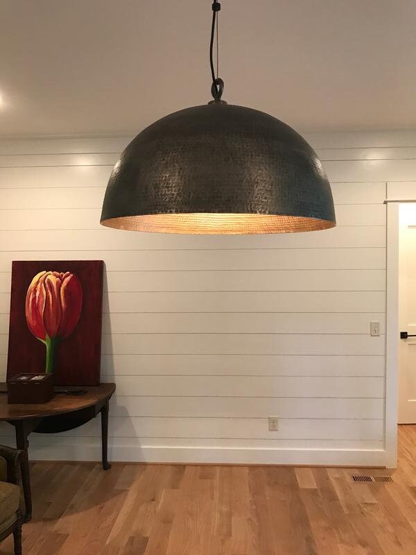 Black Dome Pendant Light  Handcraft