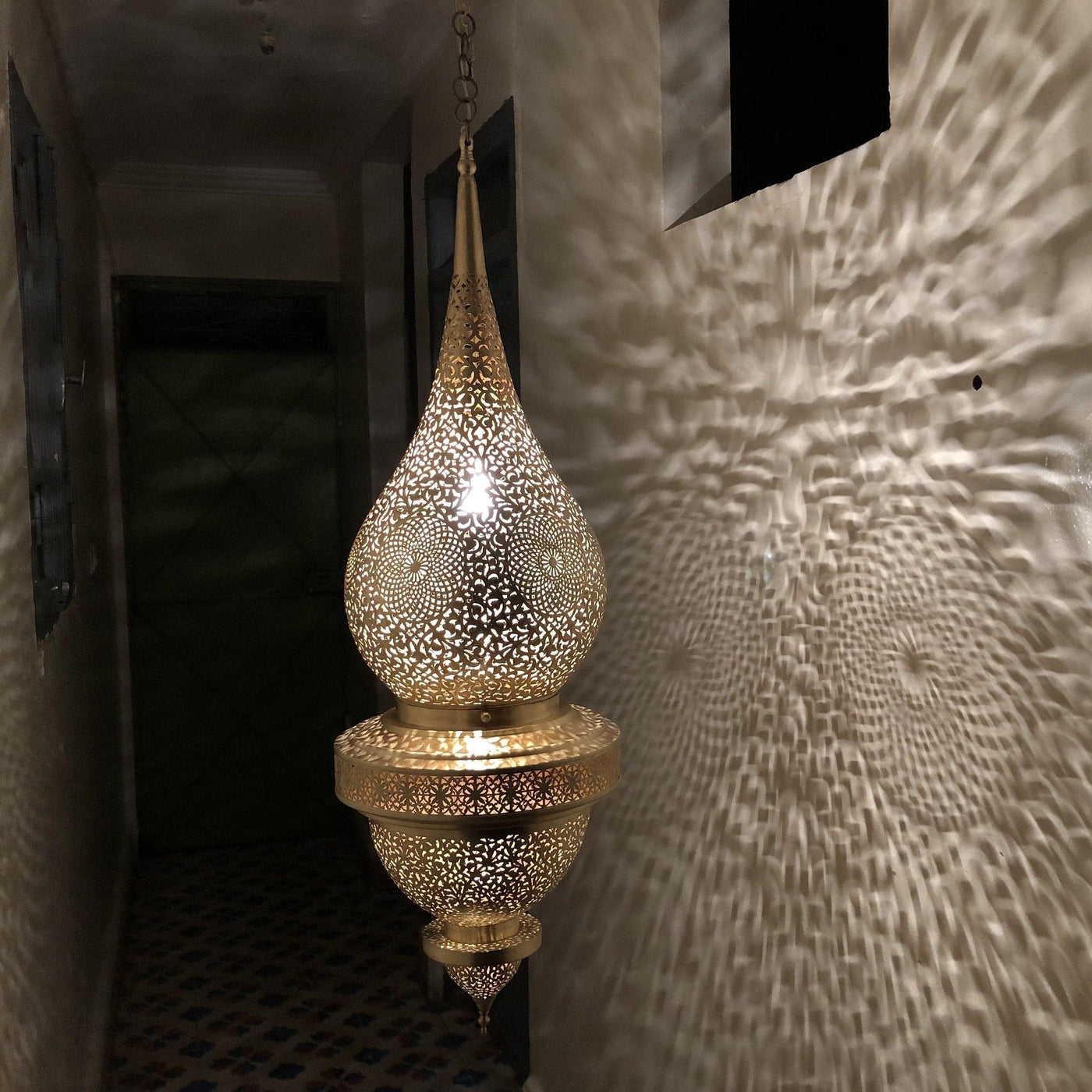 Large Moroccan Pendant Light Brass  Handcraft