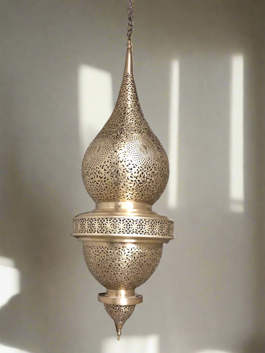 Large Moroccan Pendant Light Brass  Handcraft