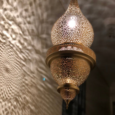 Large Moroccan Pendant Light Brass  Handcraft