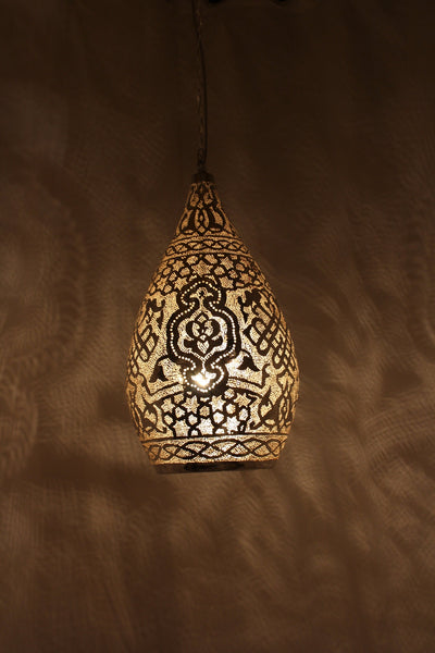 Handmade Moroccan Brass Pendant Light – Gold Brass Ceiling Lamp Handcraft