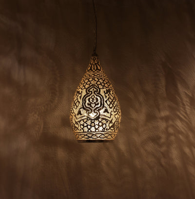 Handmade Moroccan Brass Pendant Light – Gold Brass Ceiling Lamp Handcraft