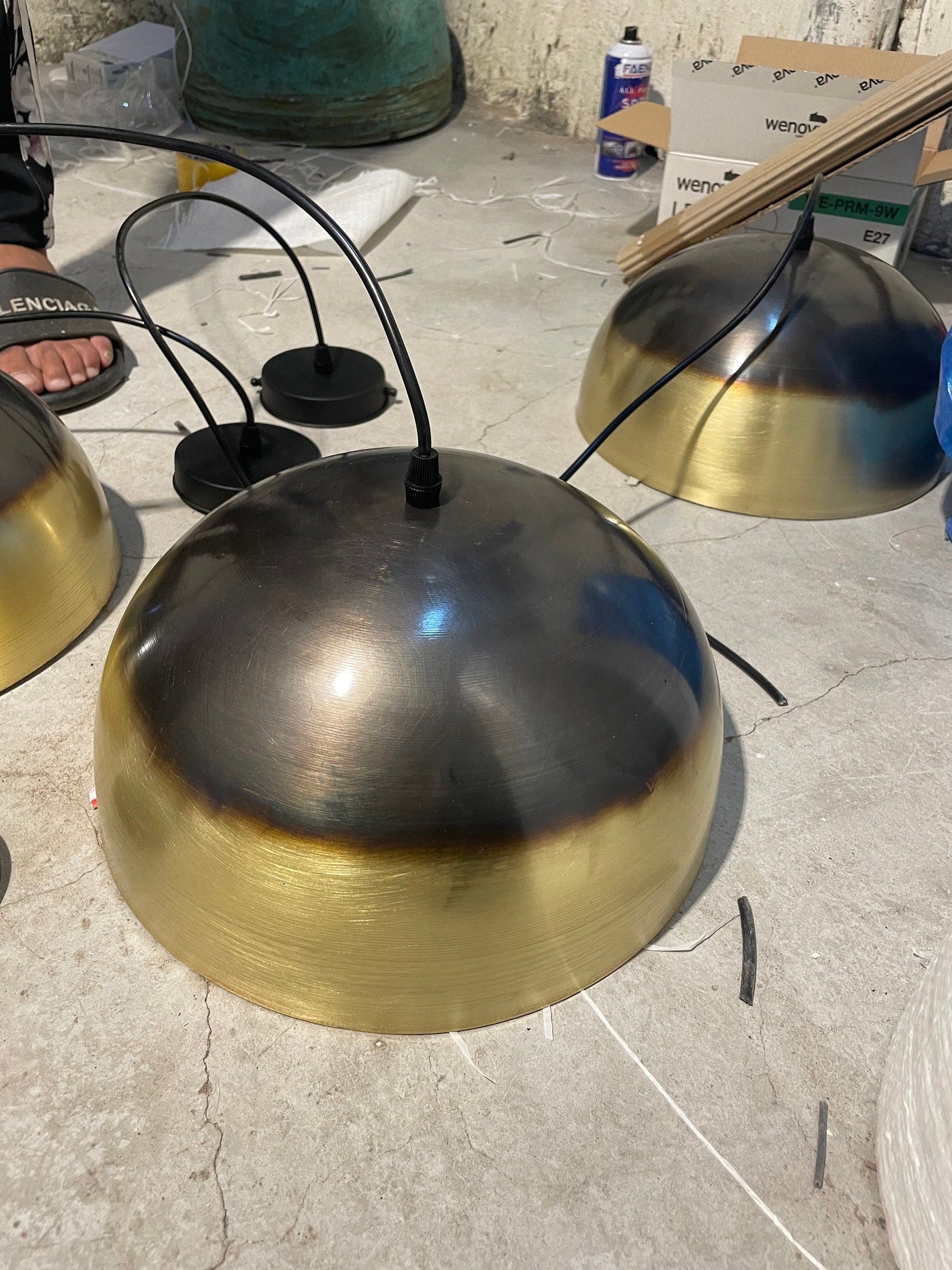 Set of 2 Handmade Brass Dome Pendant Lights  Handcraft