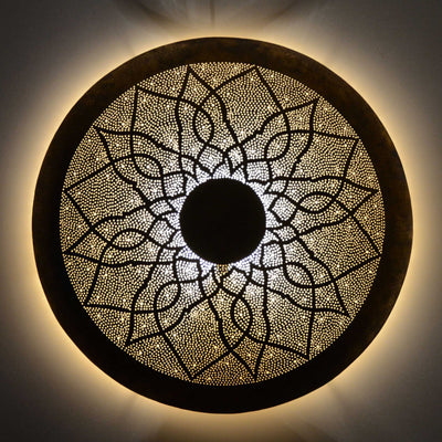 Handmade Moroccan Brass Wall Sconce | Luxury Brass Disk Light  Handcraft