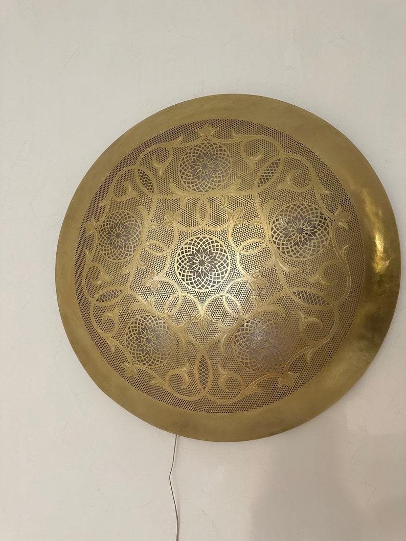 Handmade Brass Round Wall Lamp  Handcraft