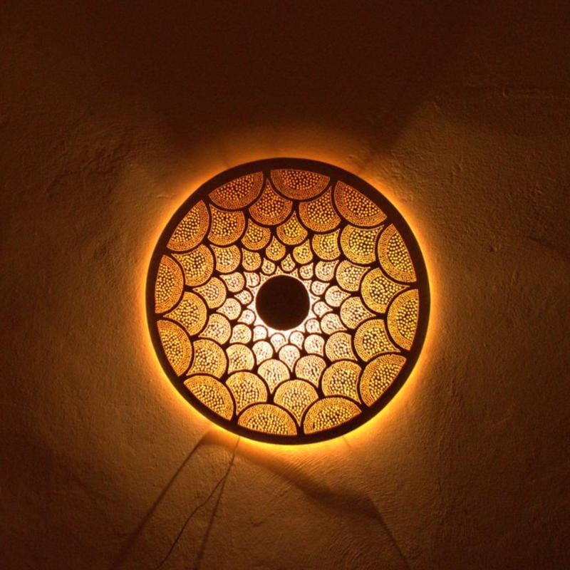 Moroccan Brass Wall Sconce – Handcrafted Oriental Light Fixture  Handcraft