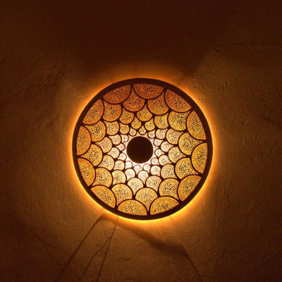 Moroccan Brass Wall Sconce – Handcrafted Oriental Light Fixture  Handcraft