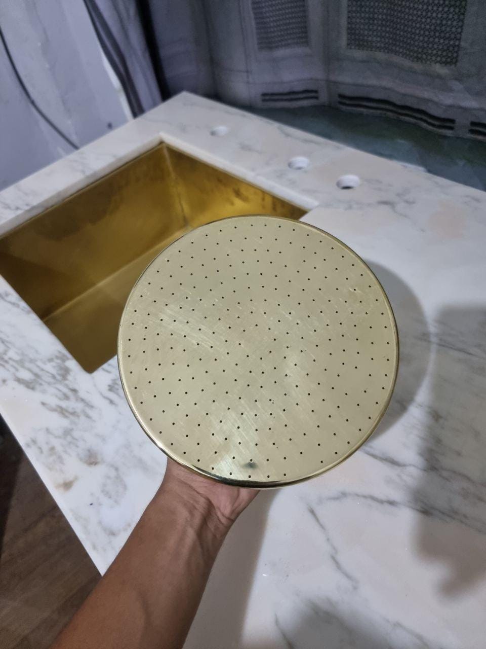 Unlacquered Solid Brass Shower Head  Handcraft