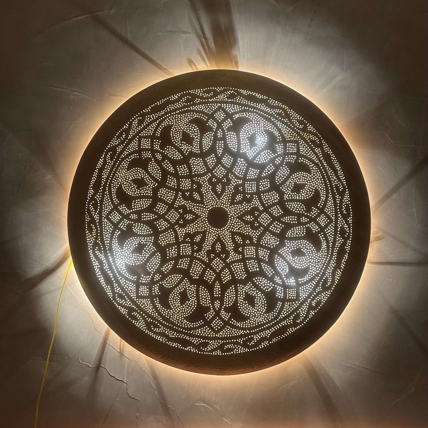 Moroccan Round Brass Wall Light  Handcraft