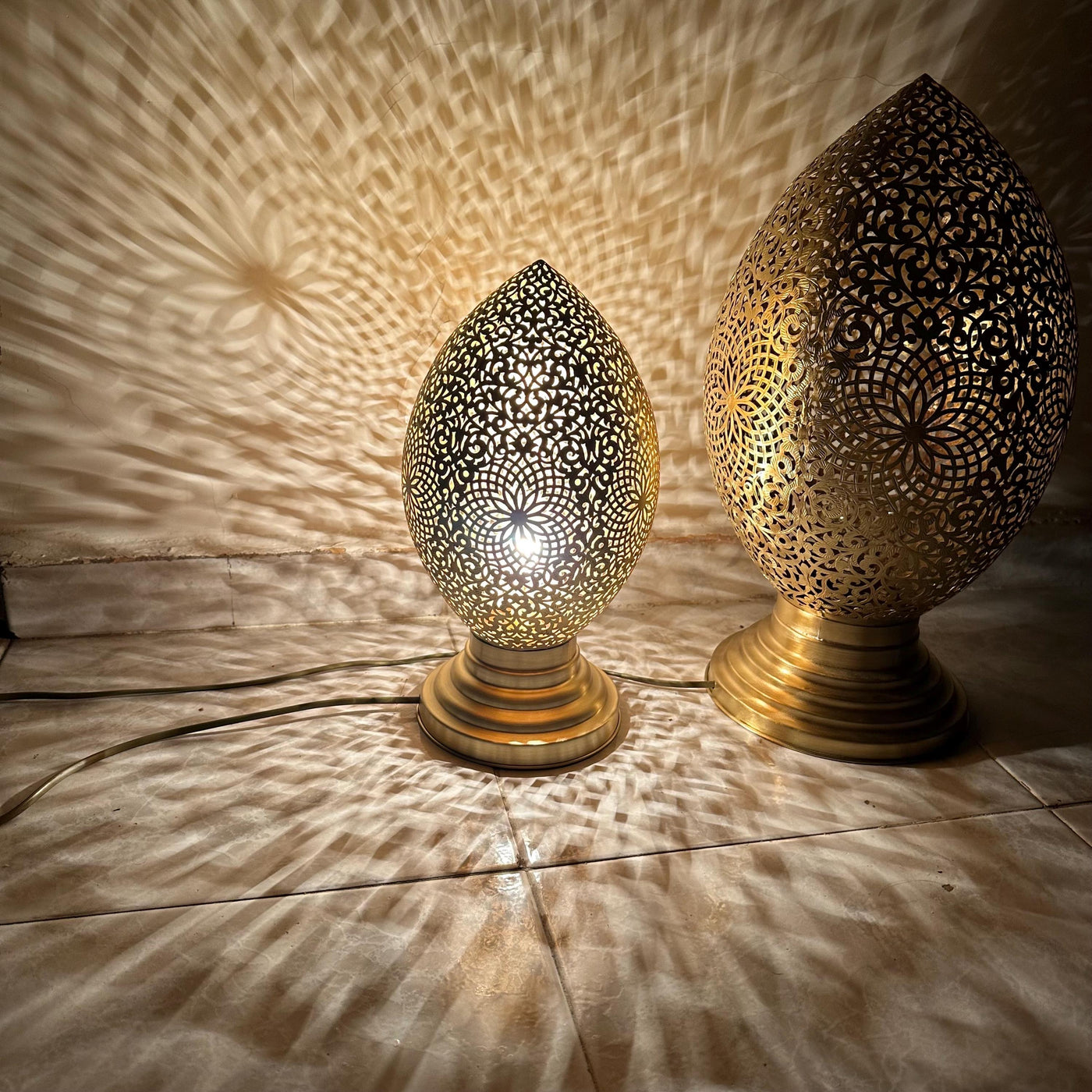 Handmade Moroccan Brass Lamp - Bronze Night Light  Handcraft